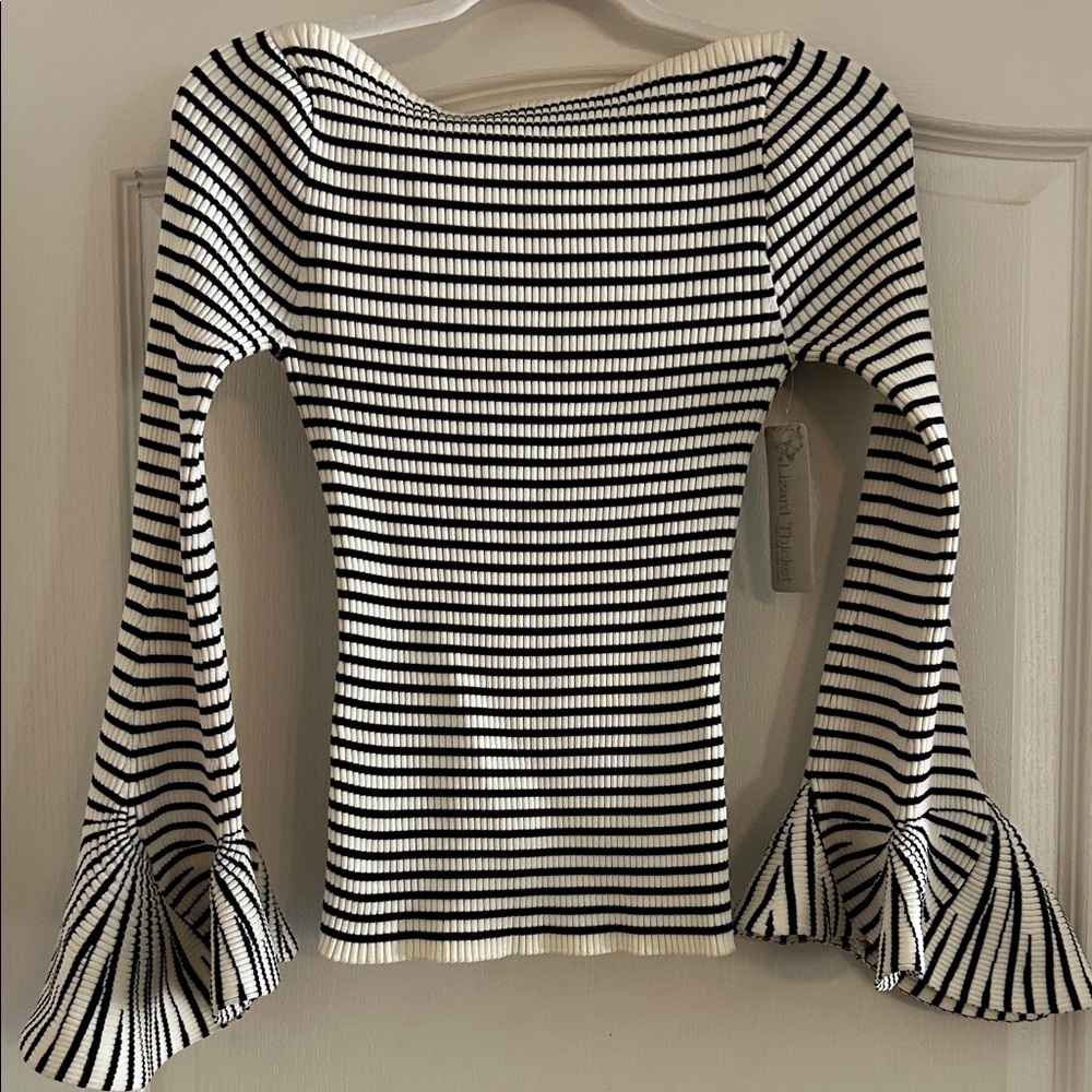 Lizard Thicket Black and Cream Striped Top